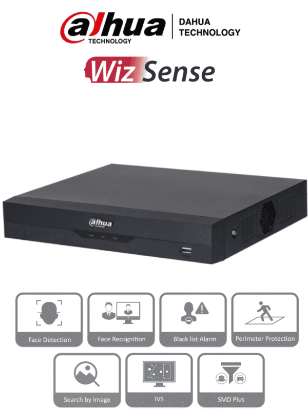 NVR2104HS-P-I2 - NVR DE 8 Megapixeles/ 4k/ 4 Canales IP/ WizSense/ 4 Puertos Poe/ H265+/ Rendimiento de 80 Mbps/ HDMI y VGA/ 1 Ch de Reconocimiento Facial/ Protección Perimetral/ SMD Plus/ 1 Bahía de Disco Duro de 10 TB/