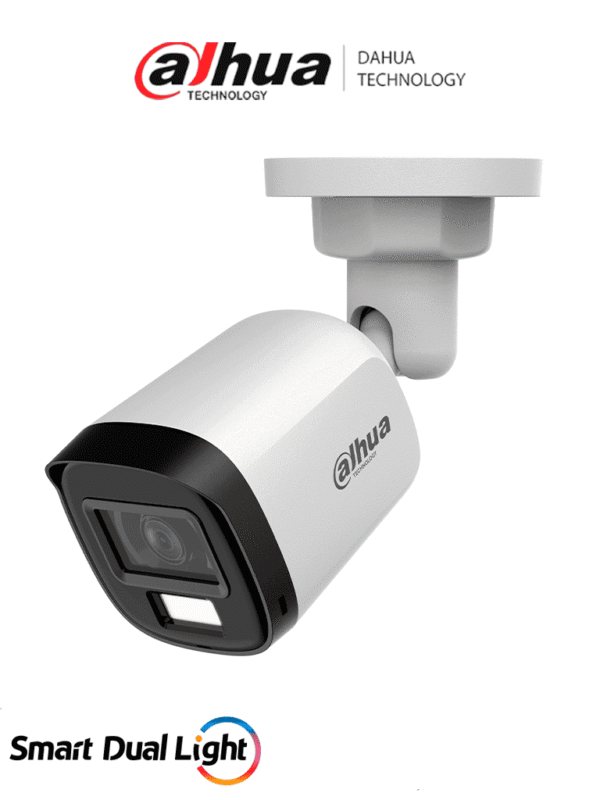 Cámara Bullet de 5 MP Serie Cooper/ Lente 2.8 mm Apertura Hasta 106°/ Iluminación Dual Inteligente/ Iluminación Hasta 30Mts con IR +20Mts Luz Calida/ Micrófono Incorporado/ Plástico/ Para ExteriorIP67