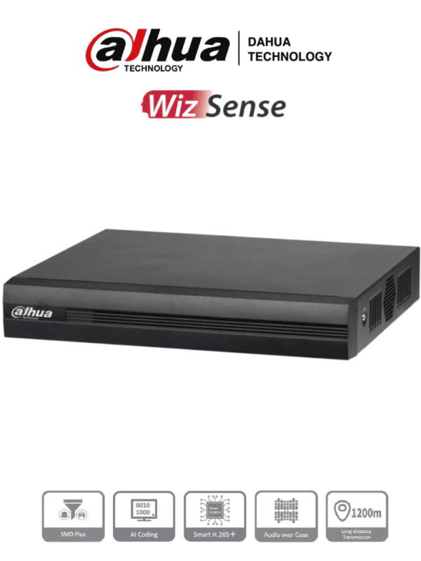 DVR de 16 Canales de 5 Megapixeles Lite/ WizSense/ Cooper-I/ H.265+/ 16 Canales Analogos + 8 IP/ Hasta 24 Canales IP/ SMD Plus/ / 1 Sata de Hasta 16 TB/ Soporta CVI/AHD/TVI/ CVBS e IP/ Funciones POS